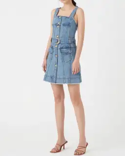 Aje Paperbark Denim Mini Dress Blue Size 4 for rent on The Volte - image 1