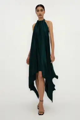 Bianca Spender Petrol Silk Isabella Midi Dress Green Size 8 for rent on The Volte - image 1