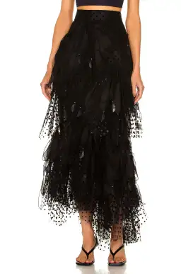 Zimmermann Rhythmic Embroidery Skirt Black Size 0/AU 8 for rent on The Volte - image 2