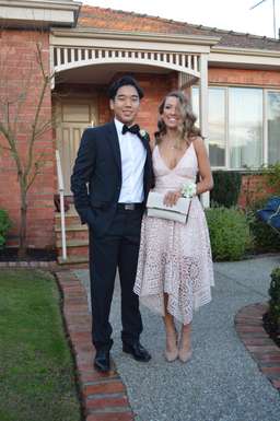 Nicholas Lace V Neck Ball Dress Antique Pink Size 6 for rent on The Volte - image 3