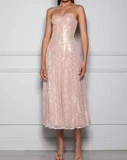 Elle Zeitoune Lana Dress Rose Gold Size 10