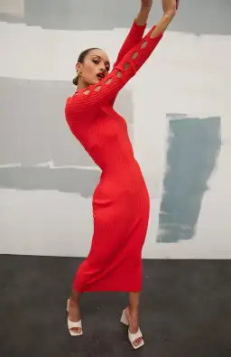 Mossman The Vivid Knit Dress Red Size 10 for rent on The Volte - image 3