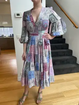 Zimmermann Wrap Midi Dress Multi Zodiac Cards Print Size 2 /Au  12 for rent on The Volte - image 5