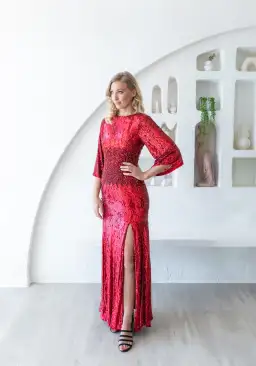 Rachel Gilbert Capella Sequin Gown Red Size AU 8  for rent on The Volte - image 2