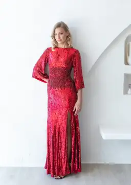 Rachel Gilbert Capella Sequin Gown Red Size AU 8  for rent on The Volte - image 0