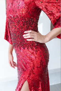 Rachel Gilbert Capella Sequin Gown Red Size AU 8  for rent on The Volte - image 3