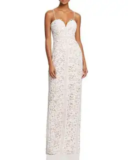 Bariano Emma Sweetheart Lace Gown White/Nude Size 8 for rent on The Volte - image 1