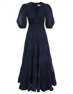 Zimmermann Pleated Midi Dress Navy Size 4/AU 16 for rent on The Volte - image 1