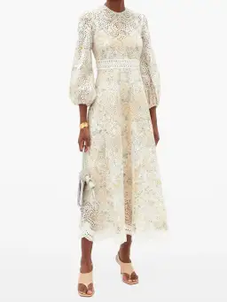 Zimmermann Amelie Broderie Anglaise Midi Dress Floral Print Size 1 / Au 10 for rent on The Volte - image 1