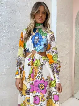 Alemais Farrah Cut Out Dress Print Size 8 for rent on The Volte - image 4