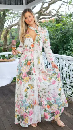 Zimmermann Heathers Plunge Long Maxi Dress Garden Floral Size 2 / AU 12   for rent on The Volte - image 3