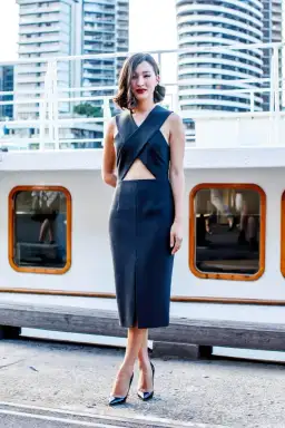 Michael Lo Sordo Cut Out MIdi Dress Black Size 8