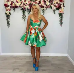 Leo Lin Florescence Bustier Bubble Mini Dress  Lily Pad Green Size 10   for rent on The Volte - image 5