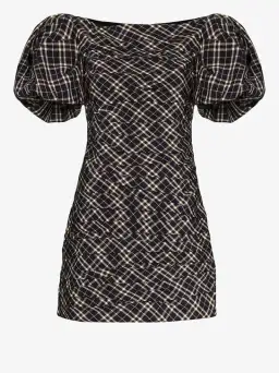 Khaite Shelly Checked Dress Navy Check Size 6