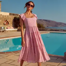 Mister Zimi Gabrielle Dress in Lychee Polka Print Size 14 for rent on The Volte - image 1