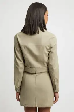 Kookai Dublin Belted D-Ring Jacket in Moss Gray Green Size 10 for rent on The Volte - image 3