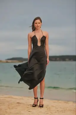 Sonya Moda Satin Embellished Keyhole Dress Black Size 10 for rent on The Volte - image 1