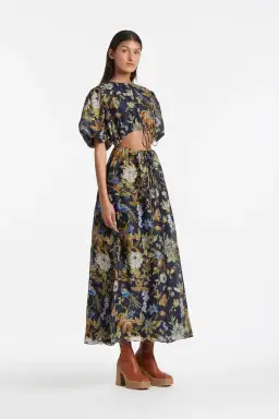 Lilian Puff Sleeve Maxi Dress In Delia Print Size 3 / AU 12
