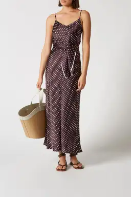 Scanlan Theodore Silk Bias Dot Dress Burgundy Size 12 for rent on The Volte - image 1