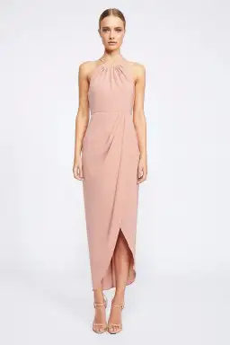 Shona Joy The Annalise  High Neck Ruched Dress Dusty Pink Size 6 for rent on The Volte - image 1