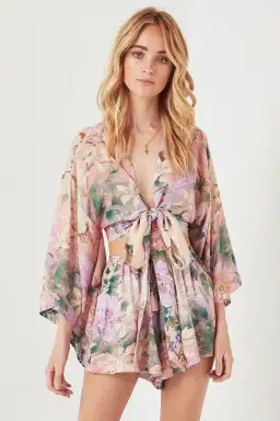 Spell Lily Kimono Top Size L and Flutter Shorts Size XL Set Print for rent on The Volte - image 5