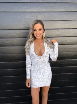 Nookie Mon Cherie Sequin Mini Dress White Size 6  for rent on The Volte - image 3