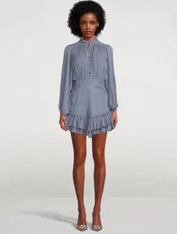 Shona Joy Kayla Button Up Ruched Mini Dress Blue Smoke Size 10  for rent on The Volte - image 1