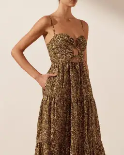 Shona Joy Lilou Lace Up Backless Midi Dress Mimosa Size 10 for rent on The Volte - image 2