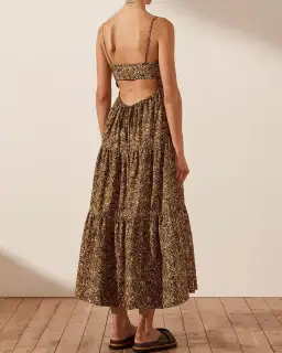 Shona Joy Lilou Lace Up Backless Midi Dress Mimosa Size 10 for rent on The Volte - image 3