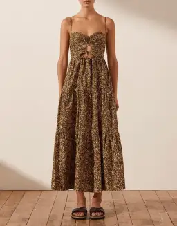 Shona Joy Lilou Lace Up Backless Midi Dress Mimosa Size 10 for rent on The Volte - image 1