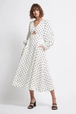 Aje Liberation Blouson Midi Dress Print Size 6