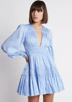 Aje Fallingwater Gathered Mini Dress in Blue Size AU 6 for rent on The Volte - image 2