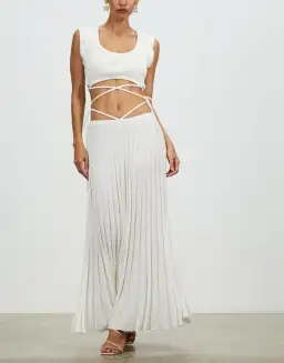 Christopher Esber Pleated Knit Tie Skirt White Size 10 for rent on The Volte - image 1