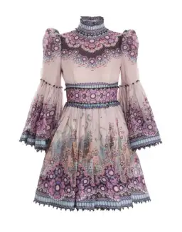 Zimmermann Celestial Bell Sleeve Mini Dress Gemini Zodiac Print Size 1 / Au 10 for rent on The Volte - image 5