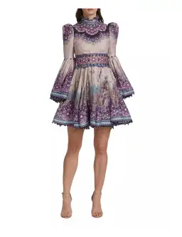 Zimmermann Celestial Bell Sleeve Mini Dress Gemini Zodiac Print Size 1 / Au 10 for rent on The Volte - image 1