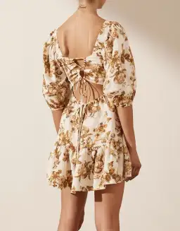 Shona Joy Bella Linen Open Back Mini Dress Print Size 10 for rent on The Volte - image 3