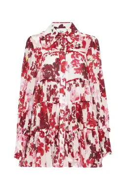 Aje Wilderness Smock Dress Roses Of Provence Print Size 8