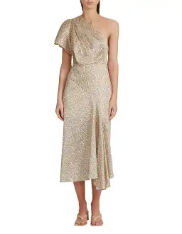 Acler Fisher One Shoulder Dress Gold Size 6 for rent on The Volte - image 1
