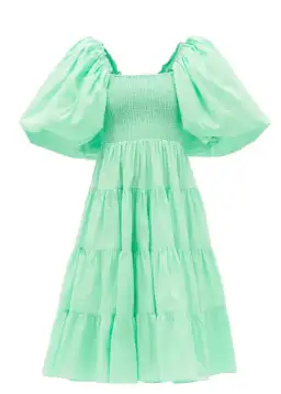 Aje Cherished Puff Sleeve Midi Dress Mint Green Size 8 for rent on The Volte - image 4