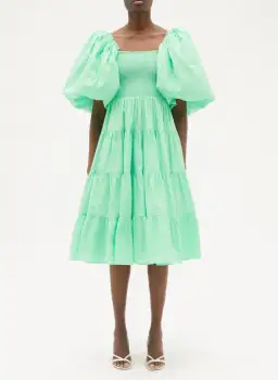 Aje Cherished Puff Sleeve Midi Dress Mint Green Size 8 for rent on The Volte - image 1