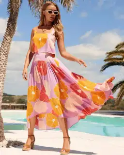 Mister Zimi Betsy Crop & Midi Skirt Set Flores Print Size 10