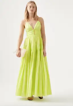 Aje Grace Tiered Maxi Dress Light Lemon Size 6 for rent on The Volte - image 1