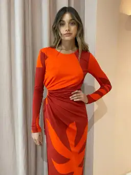 Manning Cartell Flame Tree Long Sleeve Dress Red Size 10 for rent on The Volte - image 2