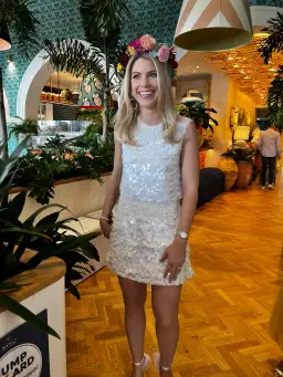 Aje Cherie Sequin Mini Skirt Ivory Size 8 / S for rent on The Volte - image 3