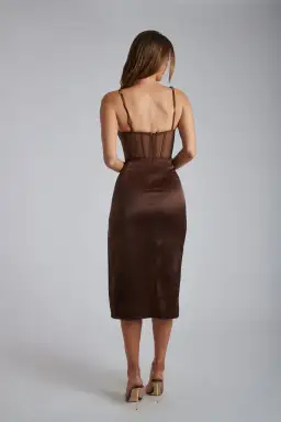 Meshki Talisa Dress Chocolate Size XS/Au 6  for rent on The Volte - image 2