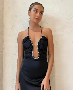 Sonya Moda Satin Embellished Keyhole Dress Black Size M/Au 10 for rent on The Volte - image 2