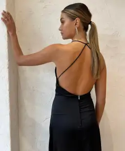 Sonya Moda Satin Embellished Keyhole Dress Black Size M/Au 10 for rent on The Volte - image 4