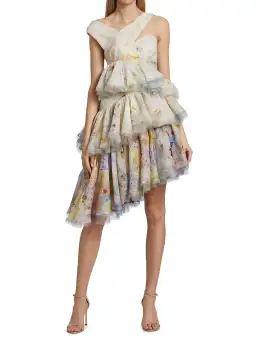 Zimmermann Rhythmic Asymmetric Mini Dress Citrus Garden Size 0P/Size 6 