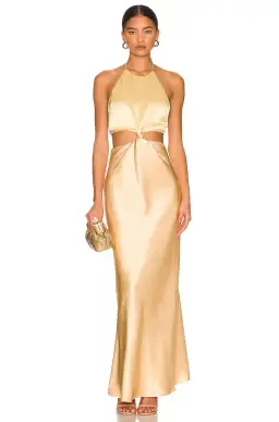 Bec & Bridge Carrie Halter Dress Gold Size 8