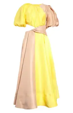 Aje Caliente Two Tone Puff Sleeve Dress Yellow/Nude Size 16 for rent on The Volte - image 4